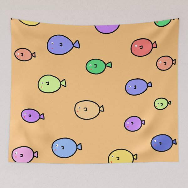 Item preview, Cute Colorful Hand-Drawn Fish Pattern designed and sold by ubborn.