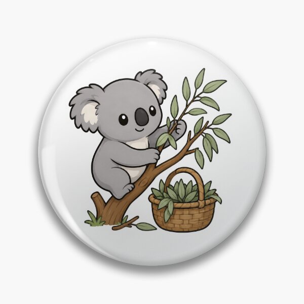 Item preview, Cute Koala Picking Eucalyptus Sticker designed and sold by PawsGiggles.