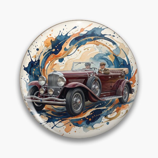 Item preview, Retro 1930s Vintage Classic Car Watercolor Splash Emblem designed and sold by MottotoTech.