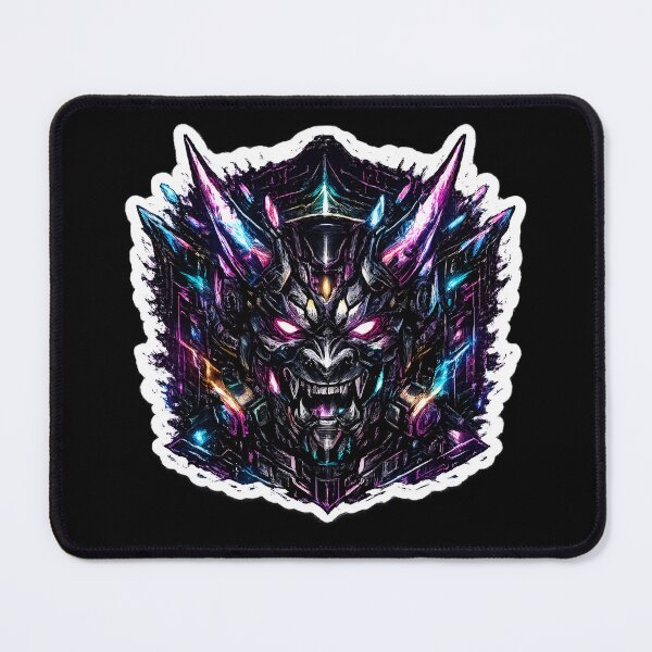 Item preview, Cyberpunk Streetwear Oni Demon with Glowing Shard Antennas designed and sold by RiteshCenter .