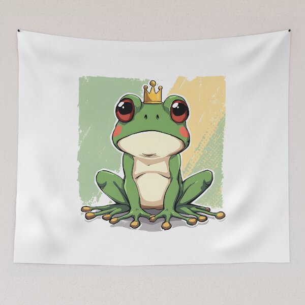 Item preview, Cute Kawaii Frog Prince Sticker | Adorable Cartoon Frog with Crown Illustration designed and sold by dreamz-world.