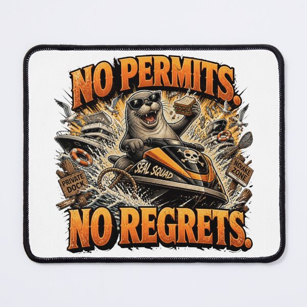 Item preview, No permits, no regrets. Neil the Seal. Comic T-Shirt designed and sold by Cavalier-org.