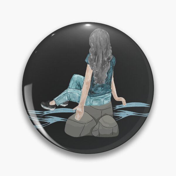 Item preview, Lost in Thought | Watercolor Woman Sitting by the River Art Print designed and sold by SeJaa.
