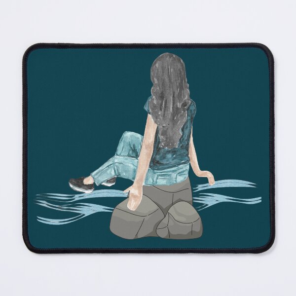 Item preview, Lost in Thought | Watercolor Woman Sitting by the River Art Print designed and sold by SeJaa.