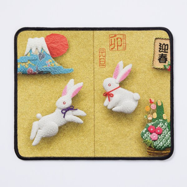 Item preview, Japanese New Year Decoration with Zodiac Rabbit and Golden Screen designed and sold by OsakaYumeWorks.
