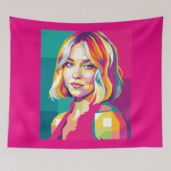 Item preview, Sydney Sweeney Vibrant Geometric Pop Art Portrait designed and sold by Vicky021.