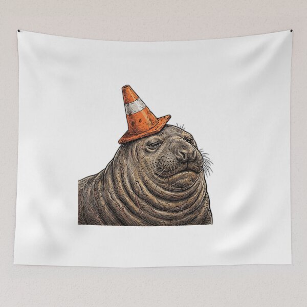 Item preview, Neil the Seal with Traffic Cone Cute Animal designed and sold by ryanguas.