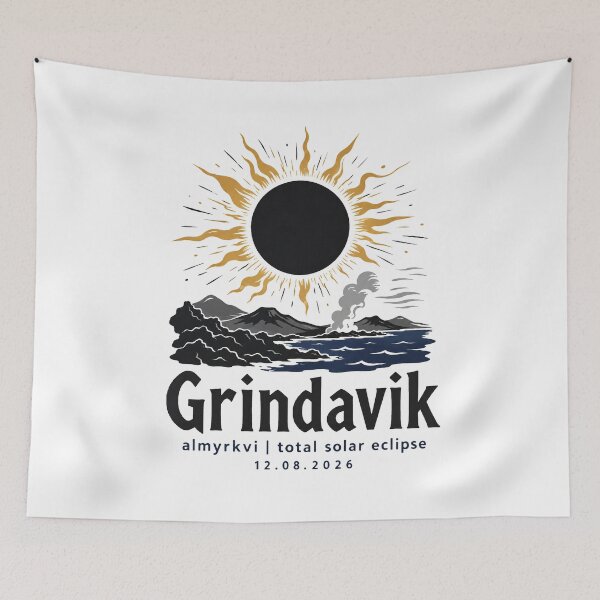 Item preview, Grindavik Total Solar Eclipse 2026 Iceland Art designed and sold by Beyond Destinations.