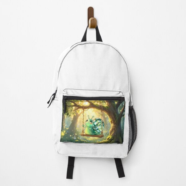 Item preview, The Joyful Swinger - Cute Emerald Snail on a Magic Forest Swing designed and sold by ABYSSLAB.