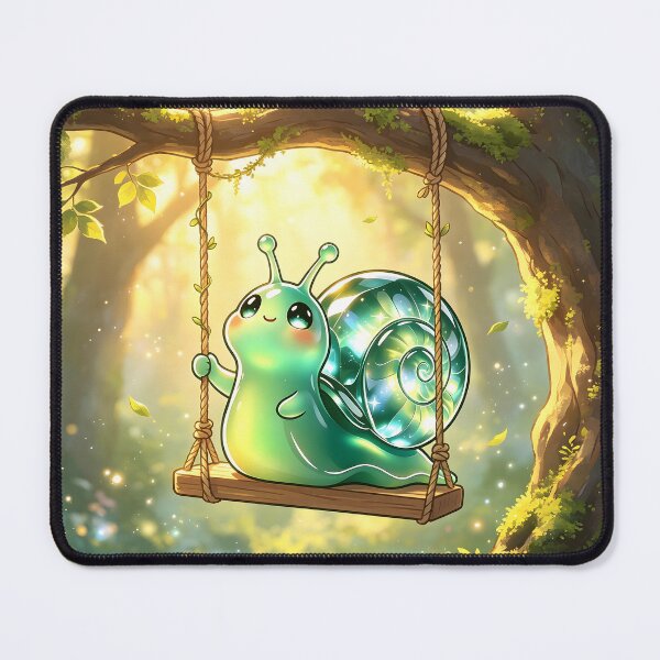Item preview, The Joyful Swinger - Cute Emerald Snail on a Magic Forest Swing designed and sold by ABYSSLAB.