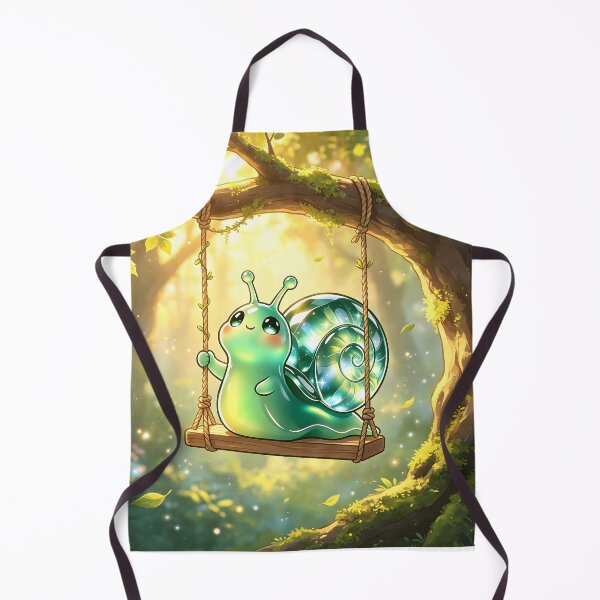 Item preview, The Joyful Swinger - Cute Emerald Snail on a Magic Forest Swing designed and sold by ABYSSLAB.