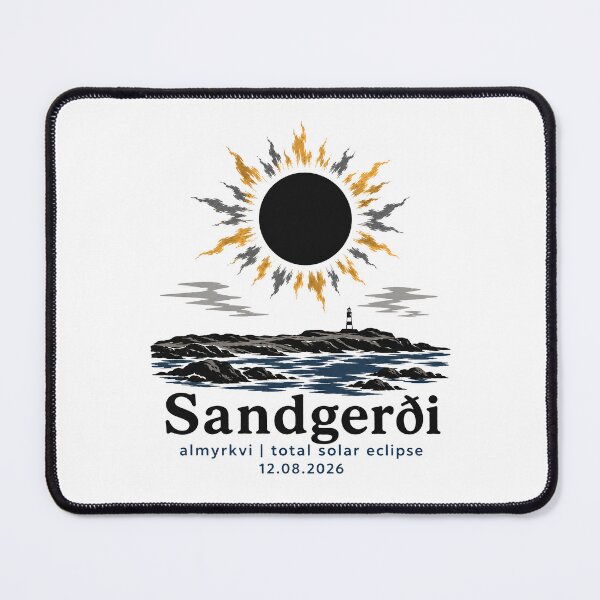 Item preview, Sandgerdi Total Solar Eclipse 2026 Iceland Art designed and sold by Beyond Destinations.