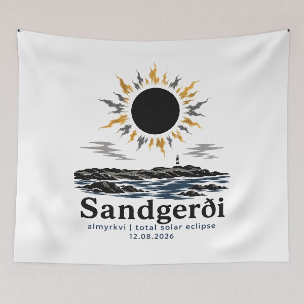 Item preview, Sandgerdi Total Solar Eclipse 2026 Iceland Art designed and sold by Beyond Destinations.
