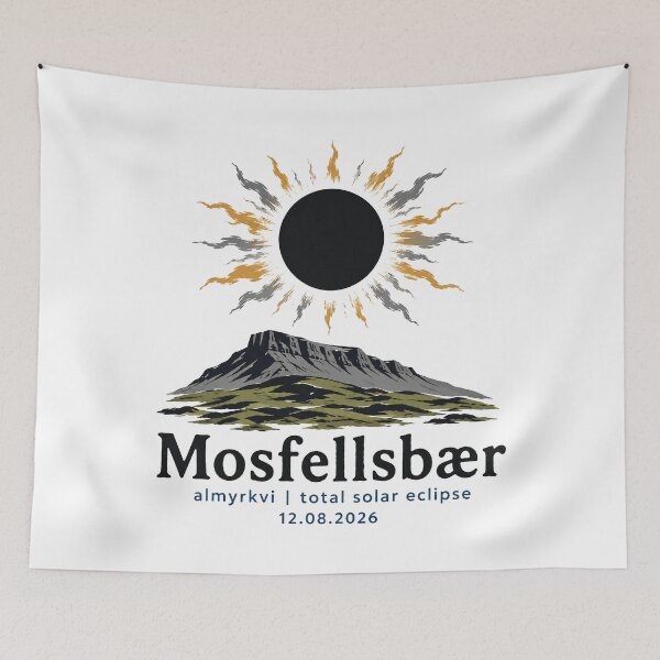 Item preview, Mosfellsbaer Total Solar Eclipse 2026 Iceland Art designed and sold by Beyond Destinations.