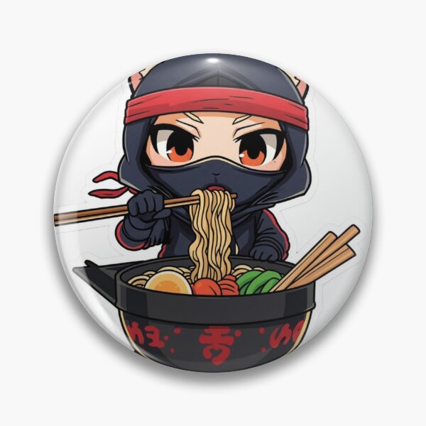 Item preview, Cute Ninja Cat Eating Ramen Noodles designed and sold by Ankushpc.