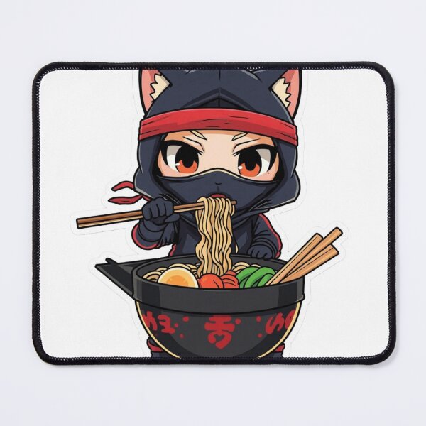 Item preview, Cute Ninja Cat Eating Ramen Noodles designed and sold by Ankushpc.