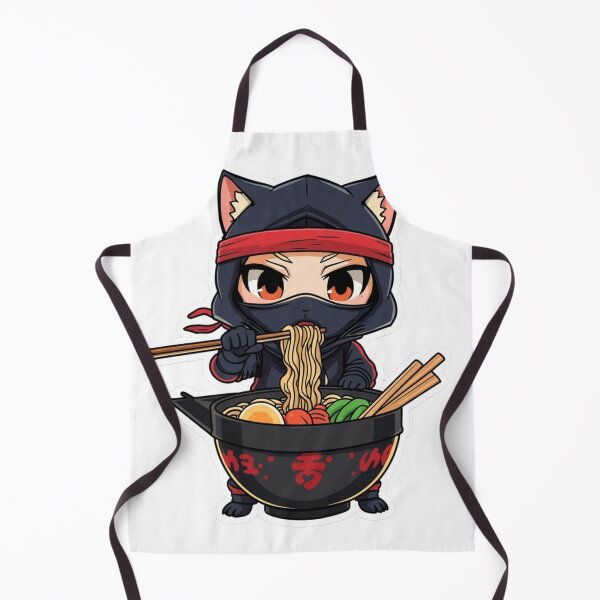 Item preview, Cute Ninja Cat Eating Ramen Noodles designed and sold by Ankushpc.
