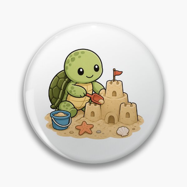 Item preview, Cute Turtle Building a Sandcastle Sticker designed and sold by PawsGiggles.