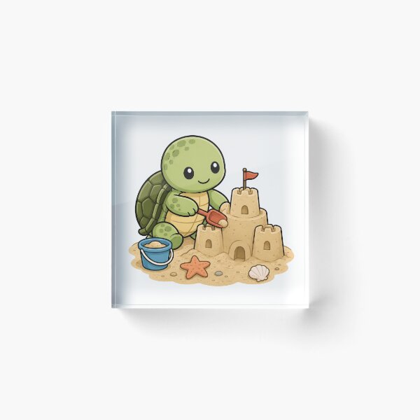 Item preview, Cute Turtle Building a Sandcastle Sticker designed and sold by PawsGiggles.