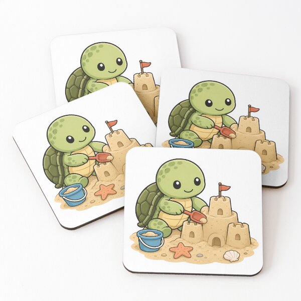 Item preview, Cute Turtle Building a Sandcastle Sticker designed and sold by PawsGiggles.