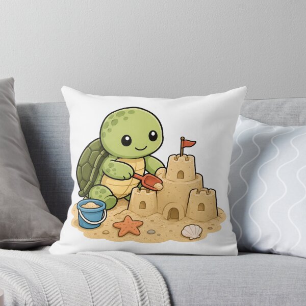 Item preview, Cute Turtle Building a Sandcastle Sticker designed and sold by PawsGiggles.