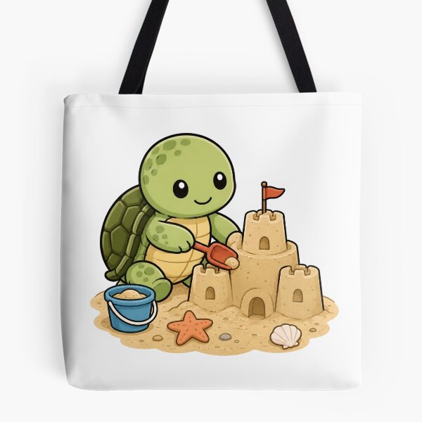 Item preview, Cute Turtle Building a Sandcastle Sticker designed and sold by PawsGiggles.