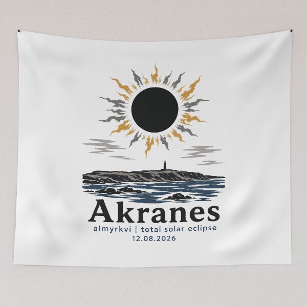Item preview, Akranes Total Solar Eclipse 2026 Iceland Art designed and sold by Beyond Destinations.