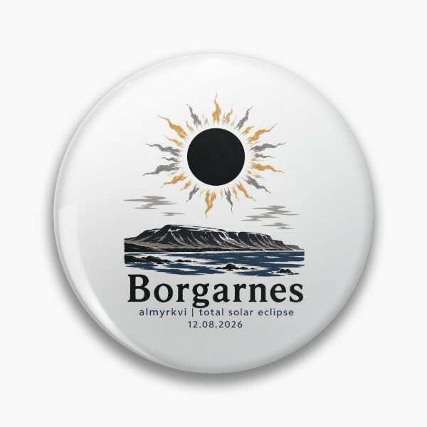 Item preview, Borgarnes Total Solar Eclipse 2026 Iceland Art designed and sold by Beyond Destinations.