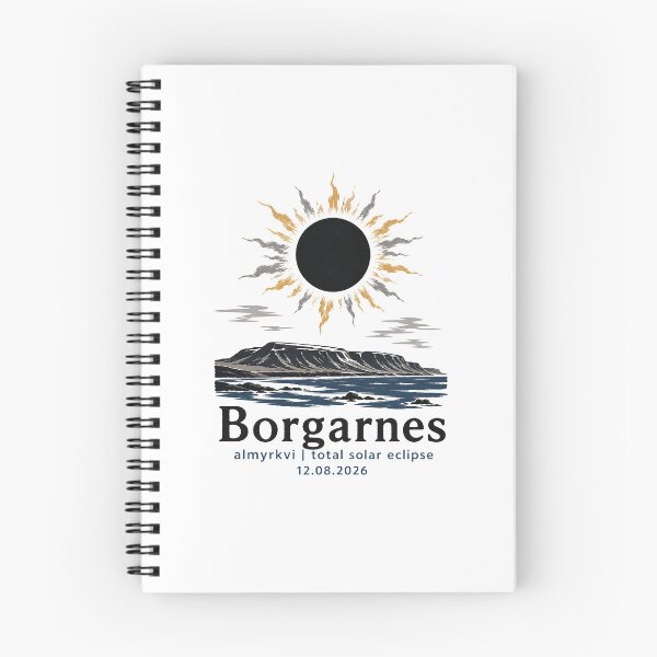 Item preview, Borgarnes Total Solar Eclipse 2026 Iceland Art designed and sold by Beyond Destinations.