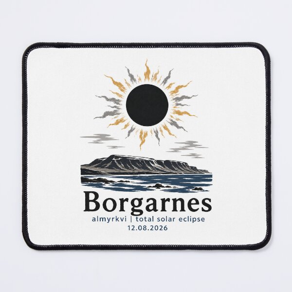 Item preview, Borgarnes Total Solar Eclipse 2026 Iceland Art designed and sold by Beyond Destinations.