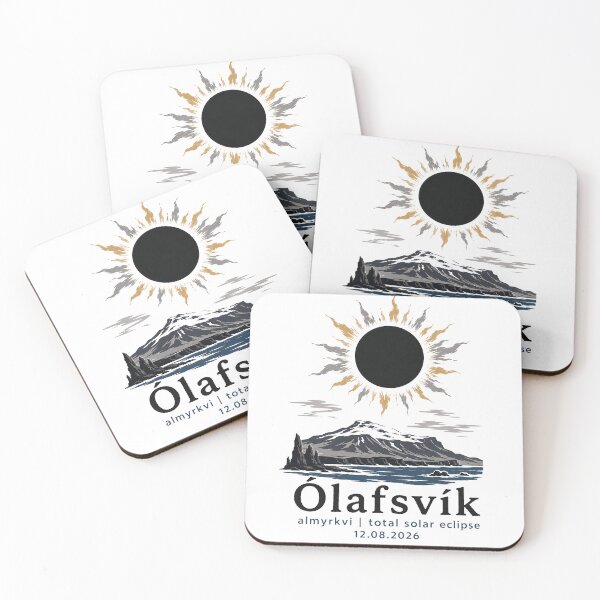 Item preview, Olafsvik Total Solar Eclipse 2026 Iceland Art designed and sold by Beyond Destinations.