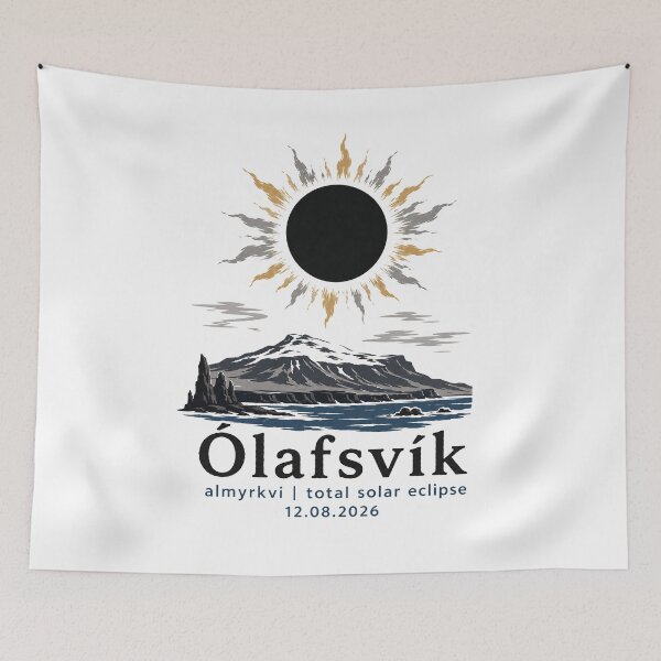 Item preview, Olafsvik Total Solar Eclipse 2026 Iceland Art designed and sold by Beyond Destinations.