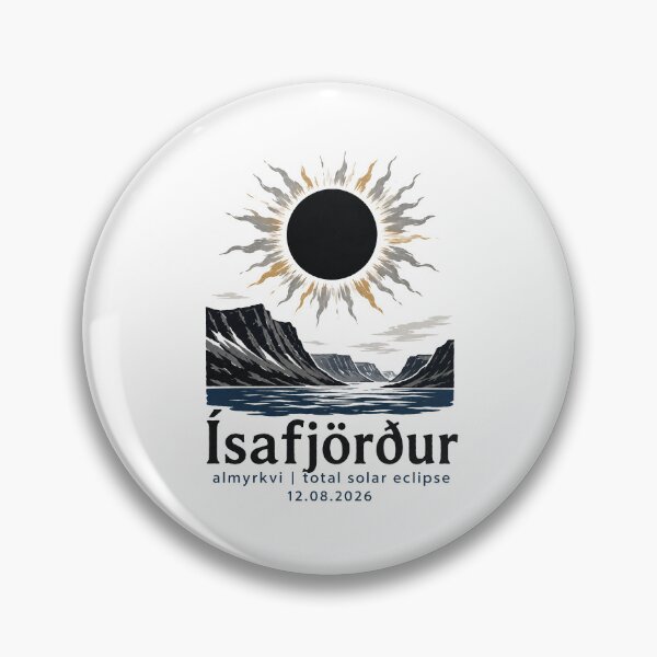 Item preview, Isafjordur Total Solar Eclipse 2026 Iceland Art designed and sold by Beyond Destinations.