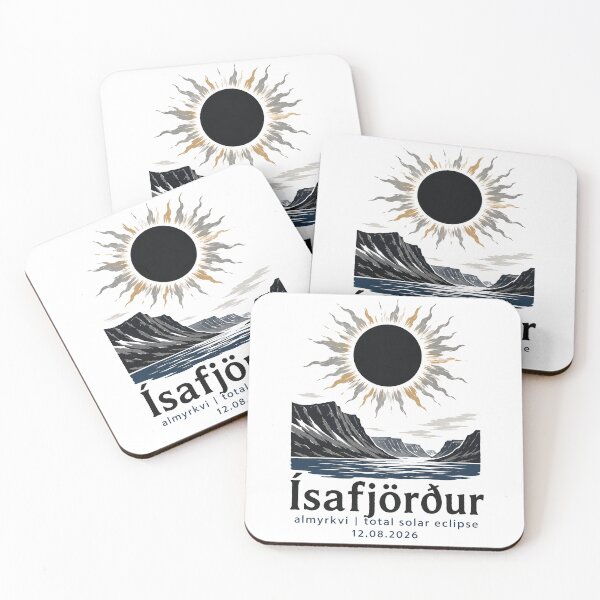 Item preview, Isafjordur Total Solar Eclipse 2026 Iceland Art designed and sold by Beyond Destinations.