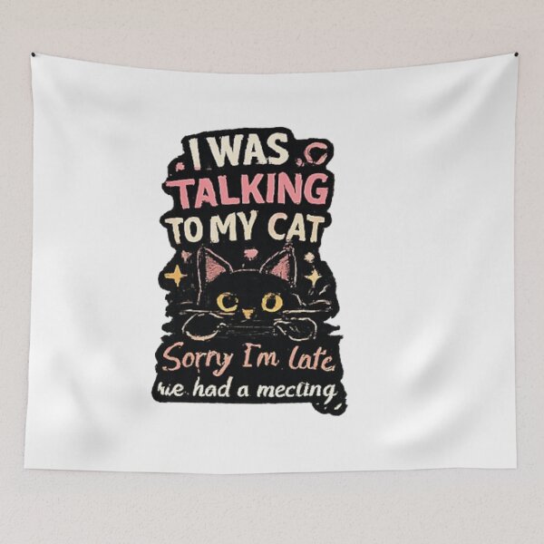 Item preview, I Was Talking To My Cat Funny Black Cat Cat Lover Vintage Design designed and sold by NeO² Studio.