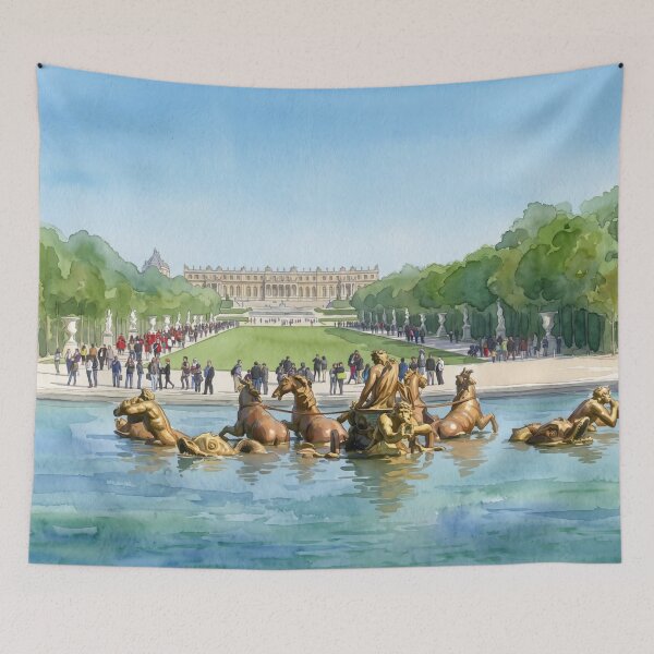 Item preview, Palace of Versailles & Apollo Fountain — Royal Garden Watercolor designed and sold by M.ALK.Watercolor.