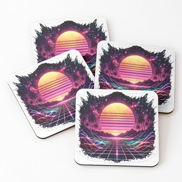 Item preview, Vintage Vaporwave Sunset Grid with Abstract Vector Wave Lines designed and sold by RiteshCenter .