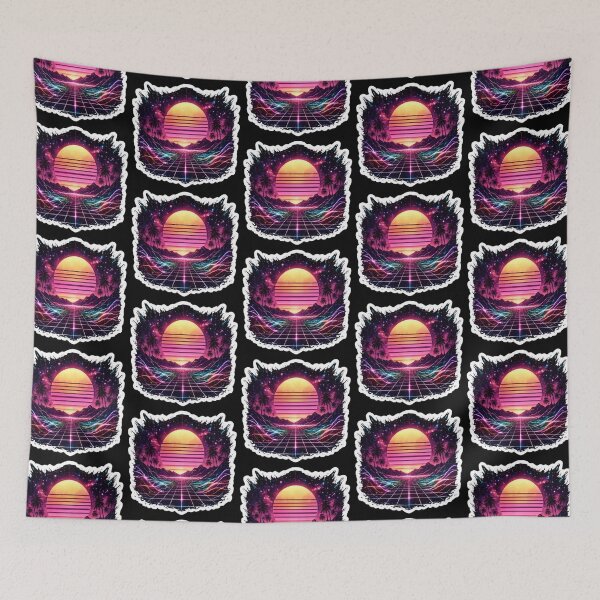 Item preview, Vintage Vaporwave Sunset Grid with Abstract Vector Wave Lines designed and sold by RiteshCenter .