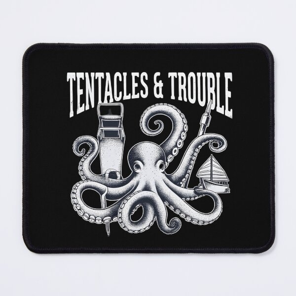 Item preview, Tentacles and Trouble Octopus Nautical Adventure Vintage T‑Shirt designed and sold by ZyxDes.