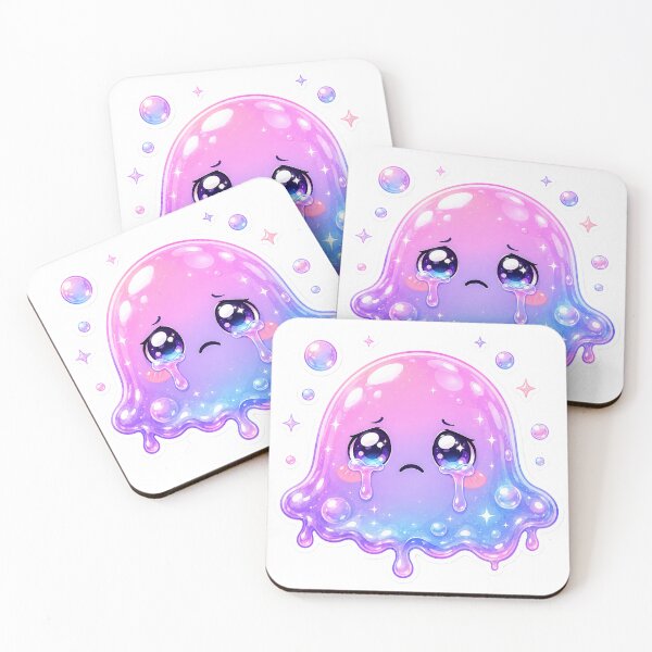 Item preview, Sad Kawaii Jelly Sticker | Crying Needoh Slime Character | Cute Pastel Aesthetic Glossy Blob designed and sold by Bhaskar Digital Art.