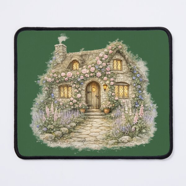 Item preview, Stone Cottage Watercolor Illustration – Romantic Cottagecore Floral Cottage Garden Art designed and sold by MagicMakerPh.