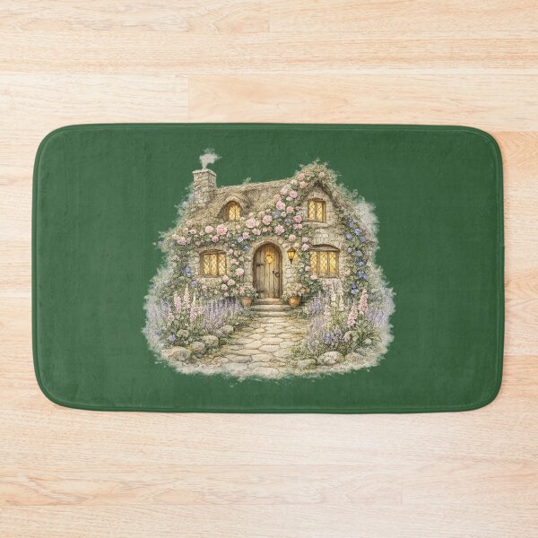 Item preview, Stone Cottage Watercolor Illustration – Romantic Cottagecore Floral Cottage Garden Art designed and sold by MagicMakerPh.
