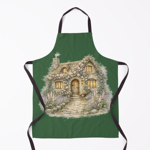 Item preview, Stone Cottage Watercolor Illustration – Romantic Cottagecore Floral Cottage Garden Art designed and sold by MagicMakerPh.