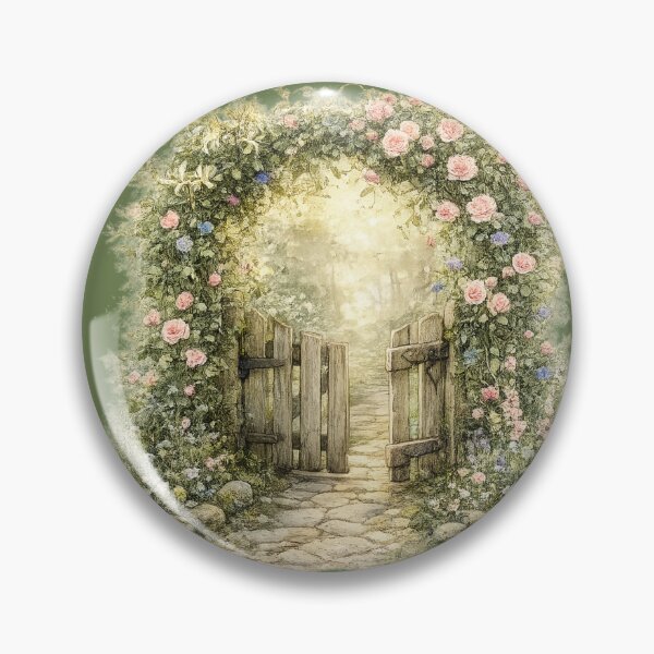 Item preview, Garden Gate Watercolor Illustration – Romantic Cottagecore Floral Entrance Art designed and sold by MagicMakerPh.