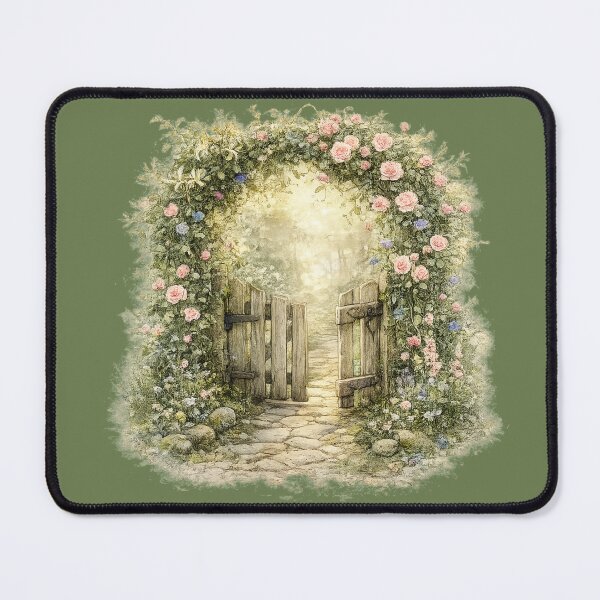 Item preview, Garden Gate Watercolor Illustration – Romantic Cottagecore Floral Entrance Art designed and sold by MagicMakerPh.