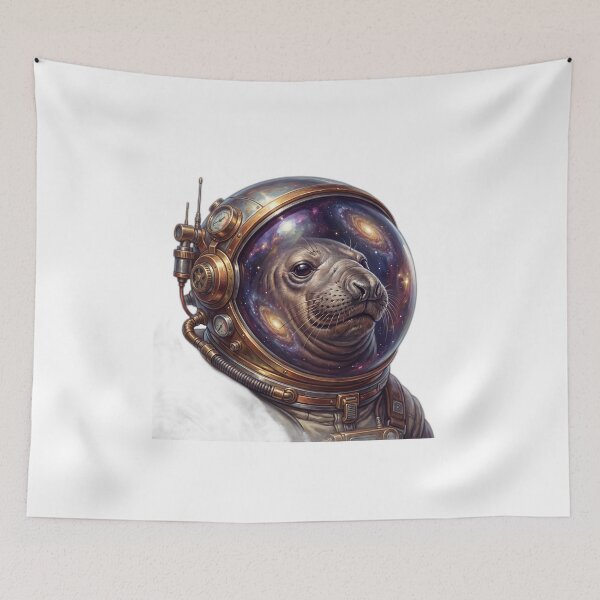 Item preview, Astronaut Neil the Seal in Space Cosmic Art designed and sold by ryanguas.
