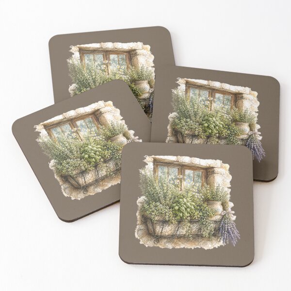 Item preview, Herb Garden Watercolor Illustration – Rustic Botanical Cottage Kitchen Window Box Art designed and sold by MagicMakerPh.