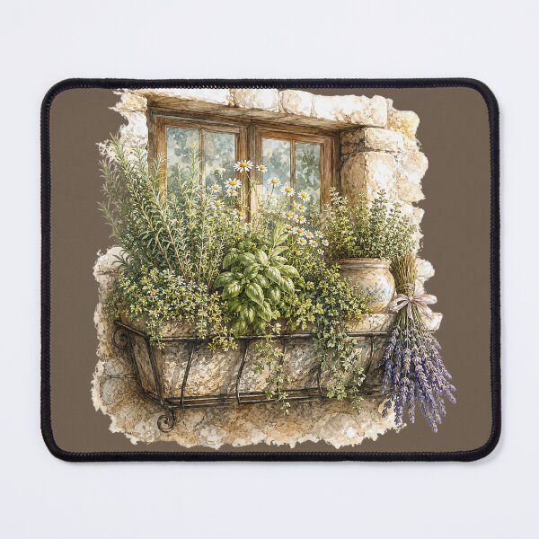 Item preview, Herb Garden Watercolor Illustration – Rustic Botanical Cottage Kitchen Window Box Art designed and sold by MagicMakerPh.