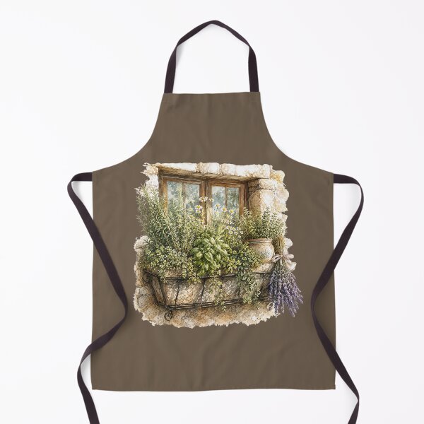 Item preview, Herb Garden Watercolor Illustration – Rustic Botanical Cottage Kitchen Window Box Art designed and sold by MagicMakerPh.