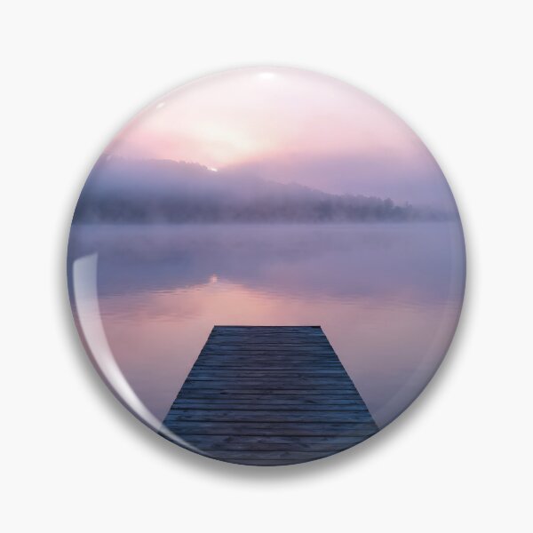 Item preview, Serene Misty Lake Sunrise with Wooden Dock designed and sold by Dezinix.